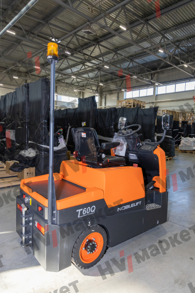 Самоходный Тягач для склада/производства T60Q 6000kg (Литий 200Ач + 100Ач, blue light and rearview mirror, walkie mode button, optional Controller Curtis F4A and display, Seat armrest) HV Market