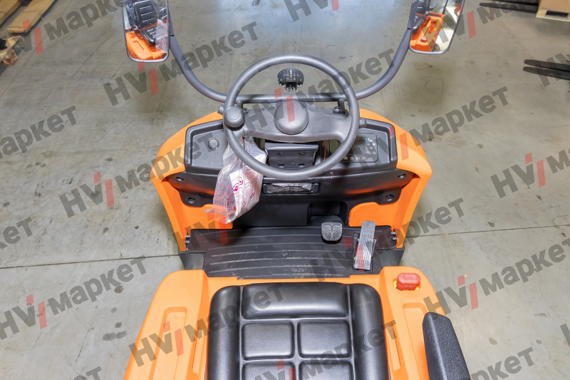 Самоходный Тягач для склада/производства T60Q (Литий 300Ач + 150Ач, blue light and rearview mirror, walkie mode button, optional Controller Curtis F4A and display, Seat armrest) HV Market