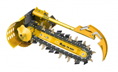 Траншеекопатель Delta TR900 на мини-погрузчик Mustang для грунта HV Market