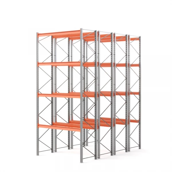 Стеллаж двойной глубины 6000х2700х1100 мм. Уровни хранения: пол+4 (1800 кг на ярус) HV Market