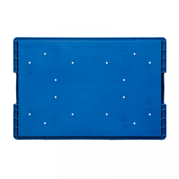 Пластиковый контейнер KLT 6147 универсальный синий, стенки сплошные, дно с отверстиями, 594х396х148 мм