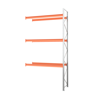 Секция приставная стеллажа металлического паллетного 4500х2700х1100 мм. Ярусы: пол+3