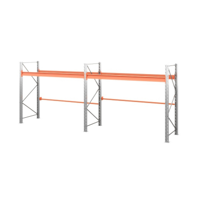 Две секции стеллажа металлического паллетного 2000х1800х1100 мм (85.1.5). Ярусы: пол+1