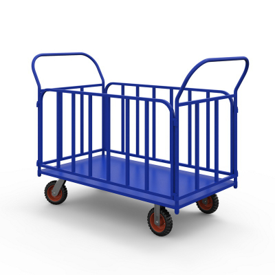 Тележка платформенная с трубчатыми бортами ТБ 7 (800х1400) г/п 700 кг.200 литая протекторная резина