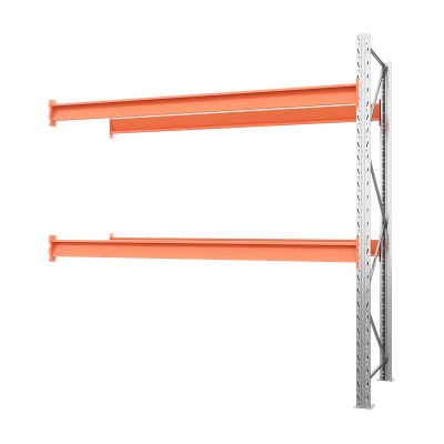 Секция приставная стеллажа металлического паллетного 2500х2700х1100 мм. Ярусы: пол+2