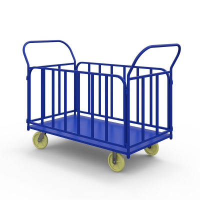 Тележка платформенная с трубчатыми бортами ТБ 4 (600х1200) г/п 400 кг.150 чугун/полиуретан