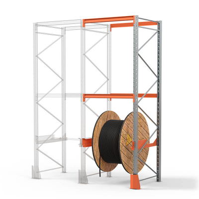 Секция приставная cтеллажа металлического для катушек (4000х1350х1300 мм), 1 ярус (85.1.5)